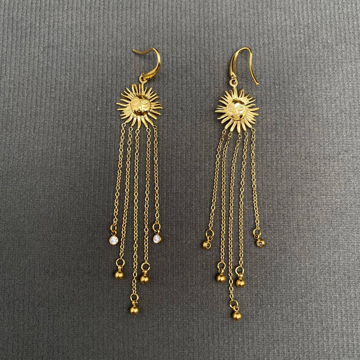 Chain Tassel Sun 18K Gold Plated S.Steel Earrings - FGS/MS