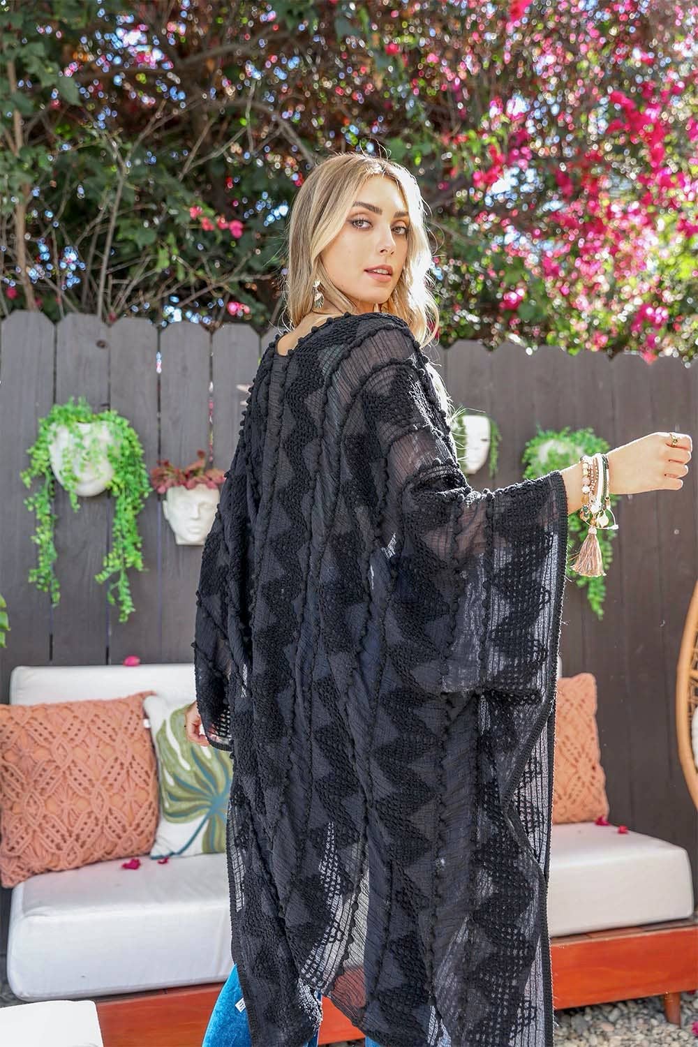 - Boho Zig Zag Pattern Kimono ✨Cream