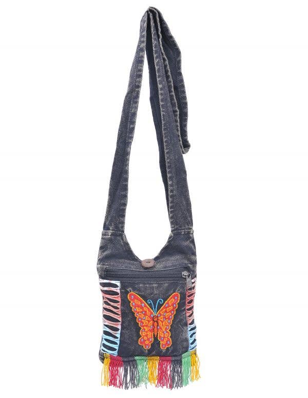 Butterfly Embroidered Hippie Boho Crossbody Mini Hobo Bag