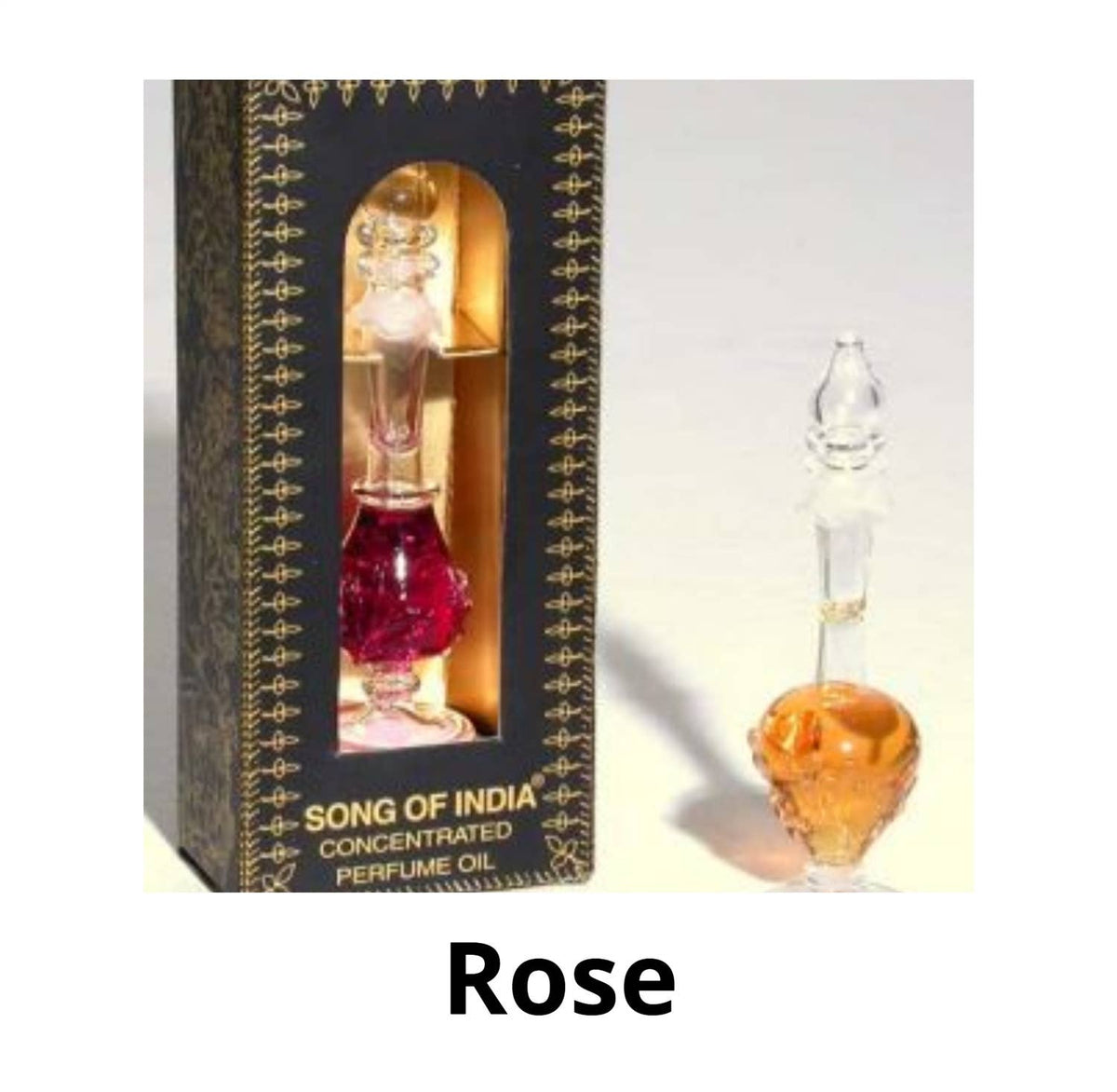 Rose Perfume Oil - Fancy Handblown Glass Bottle