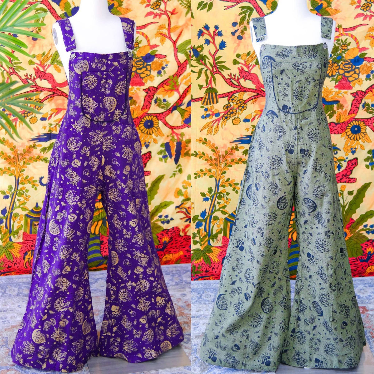 GREEN/PS-Karma Nepal Crafts - Magical Celestial/Mushroom Wide Leg Jumpsuit