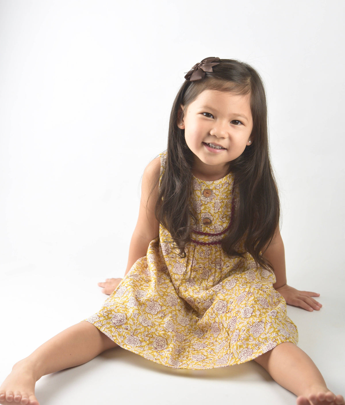 Yellow Floral Pom-Pom Lace Detail Shift Dress : Toddler : Tween : Kids