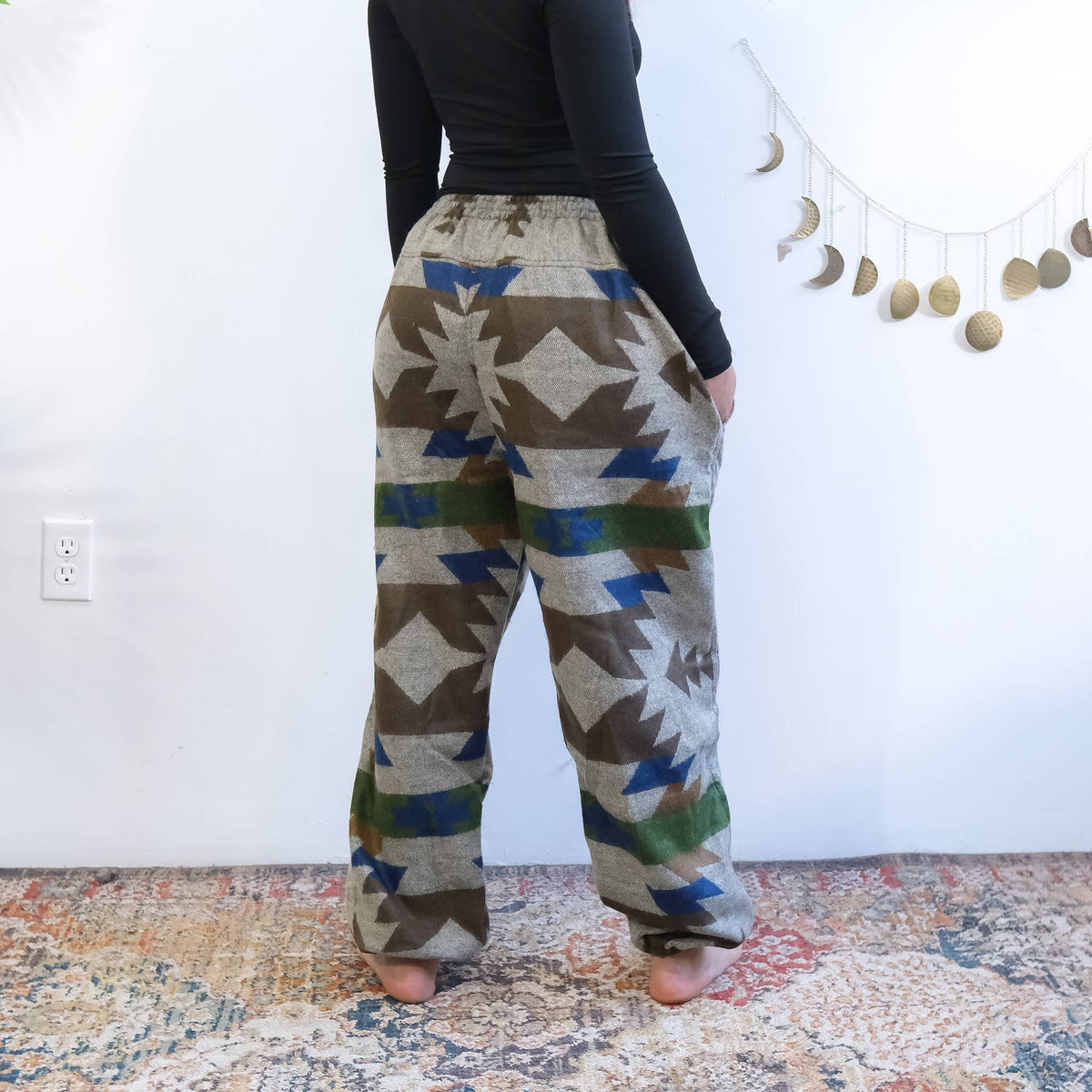 GB-L/XL-Handmade Unisex Plaid Wool Blend Pants with Pockets