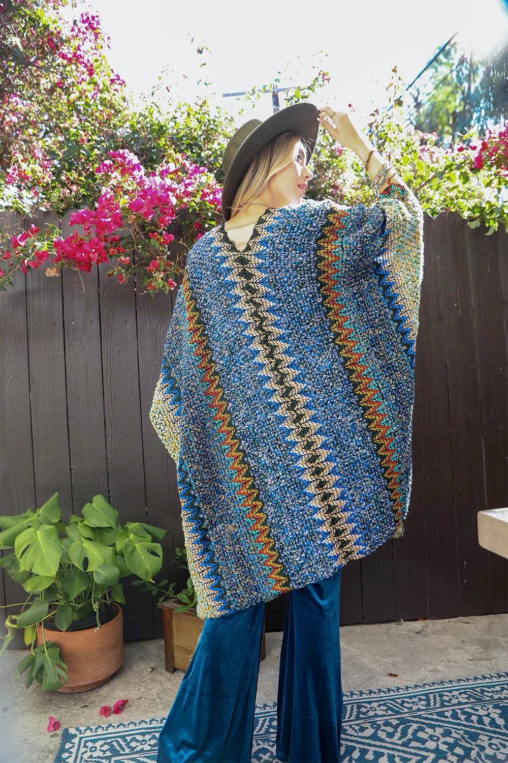 Unique Patterned Crochet Ruana – Colorful Tassel Cardigan ❤️: Magenta