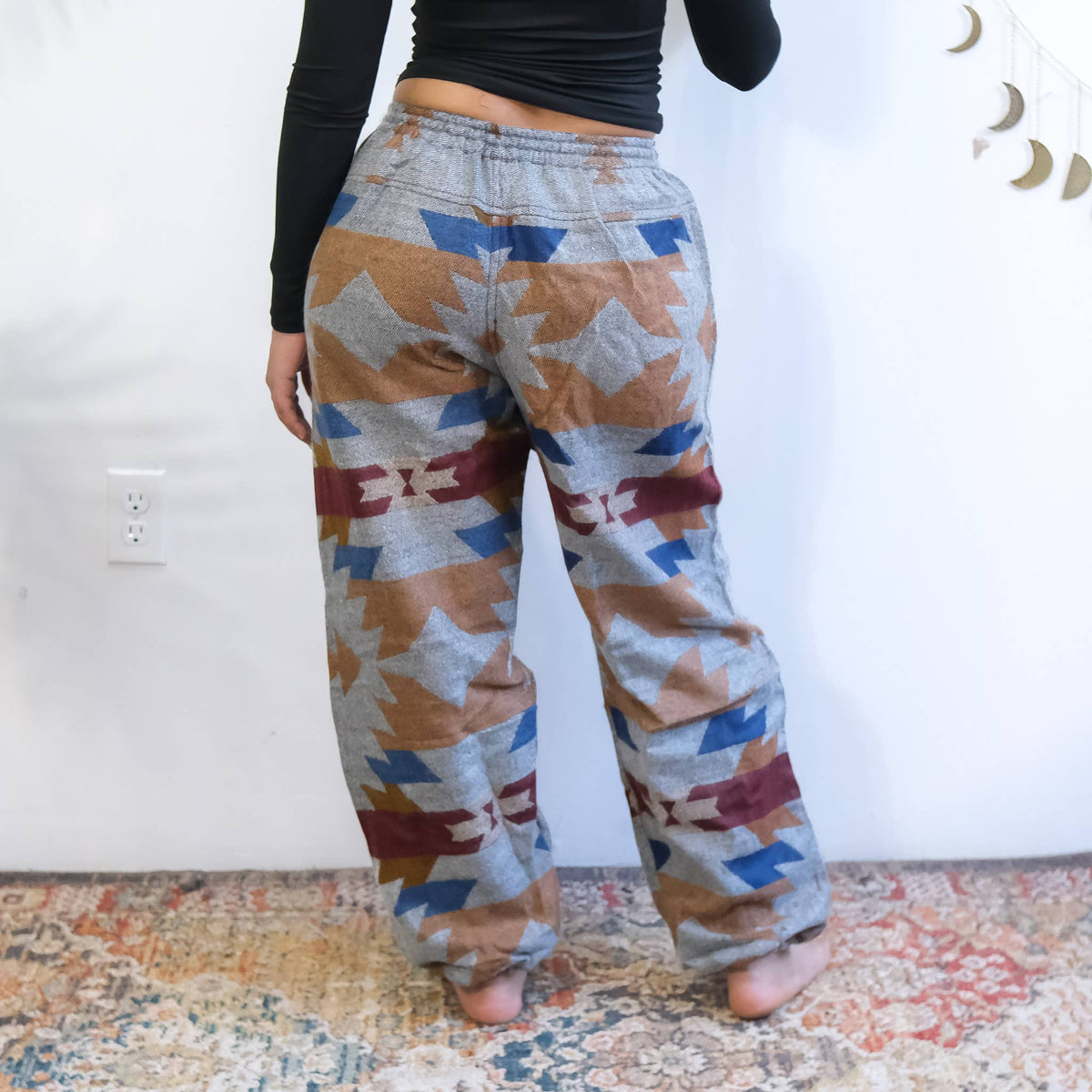 GB-L/XL-Handmade Unisex Plaid Wool Blend Pants with Pockets