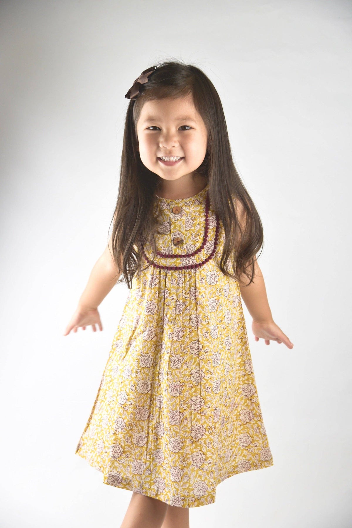 Yellow Floral Pom-Pom Lace Detail Shift Dress : Toddler : Tween : Kids