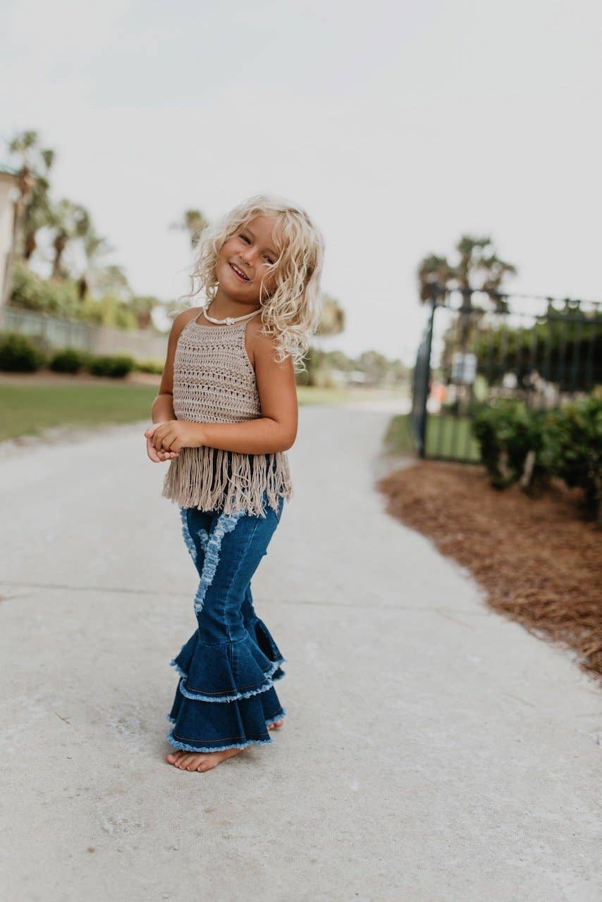 Kids Denim Double Ruffle Jeans Pant