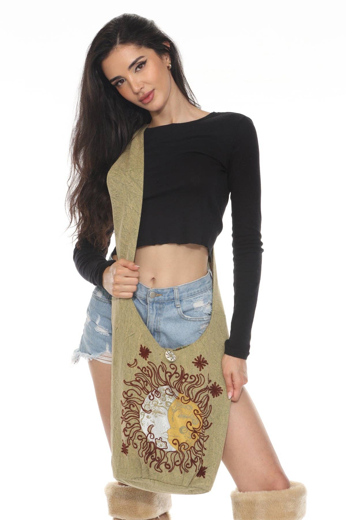 Sun Moon Crossbody hobo bag