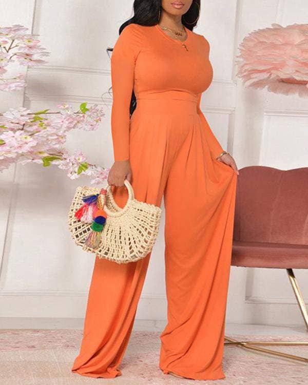 GRN Long sleeve crop top wide leg pants set