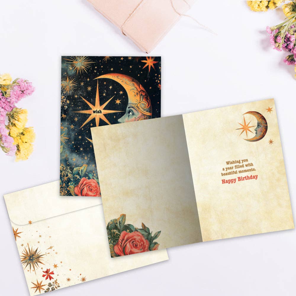 - Crescent Moon Wish | Birthday Cards |