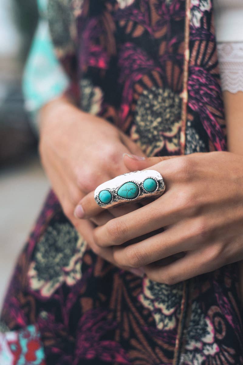 Turquoise Waterfall Stone Ring – Unique, Bold, Boho Style 💙