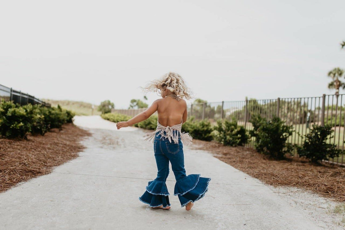 Kids Denim Double Ruffle Jeans Pant