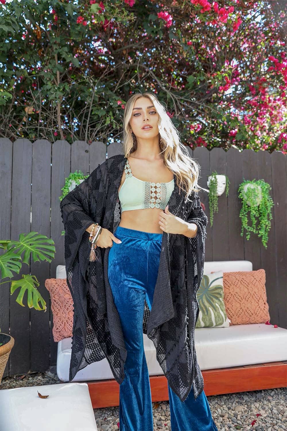 - Boho Zig Zag Pattern Kimono ✨Cream