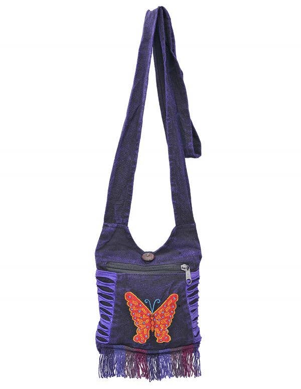 Butterfly Embroidered Hippie Boho Crossbody Mini Hobo Bag