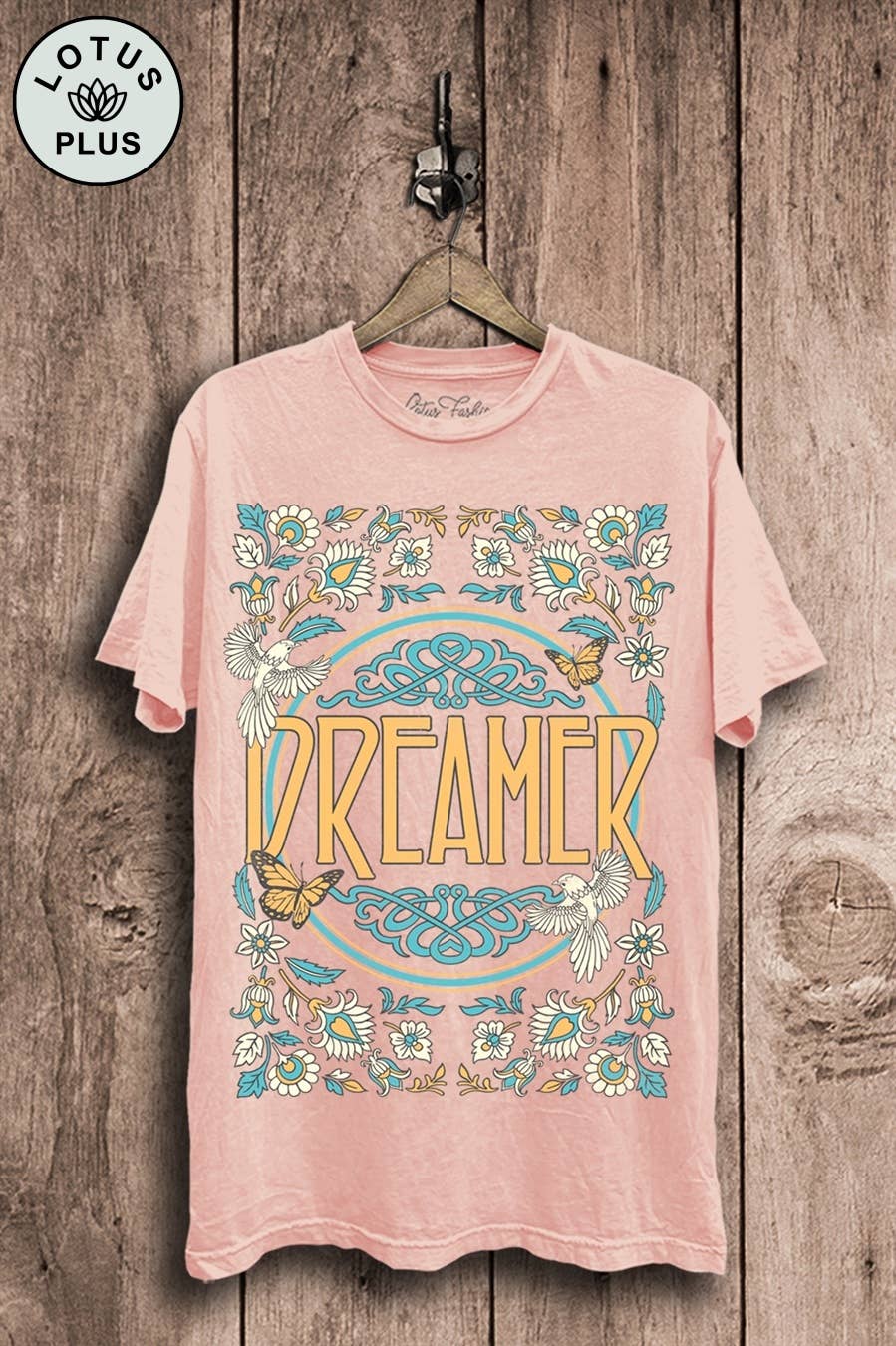 3XL- Dreamer Graphic Top: Stone Gray Mineral Wash / 3XL