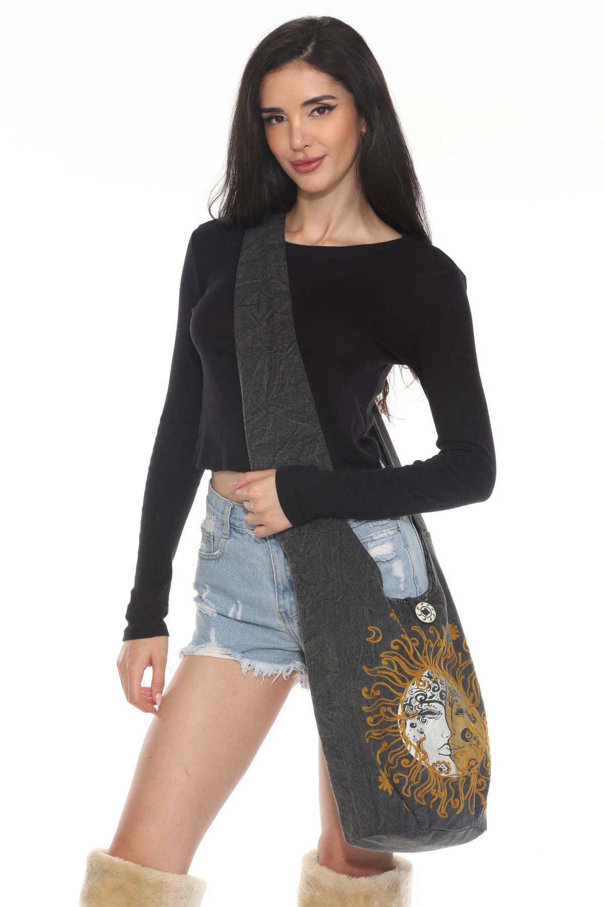 Sun Moon Crossbody hobo bag