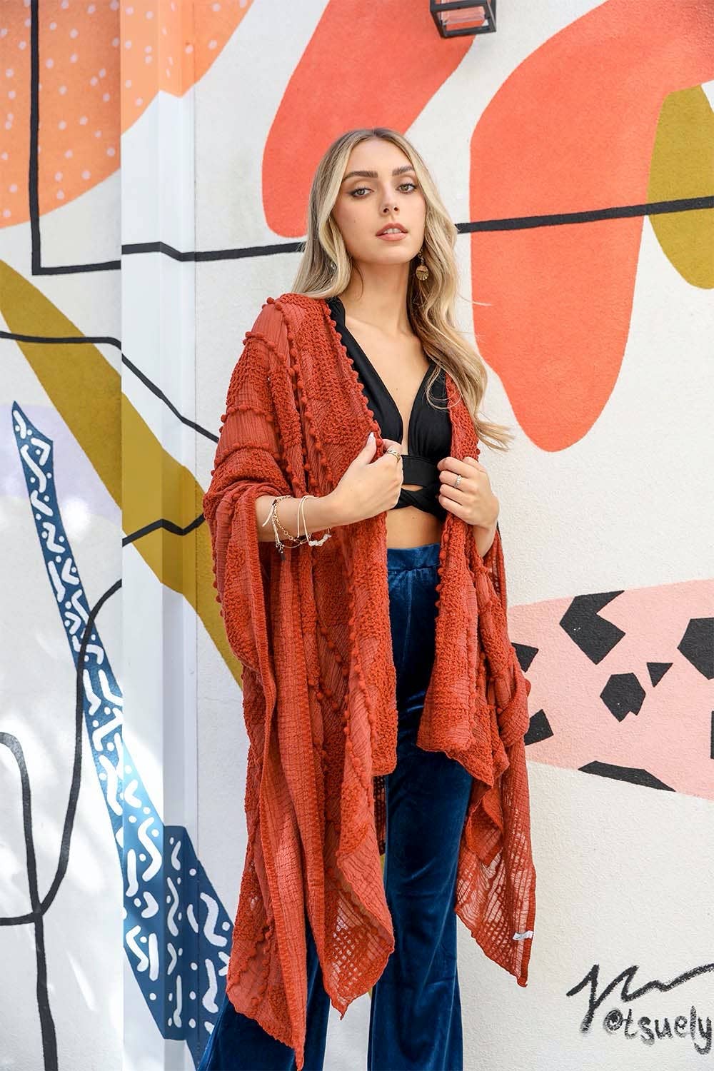 - Boho Zig Zag Pattern Kimono ✨Cream