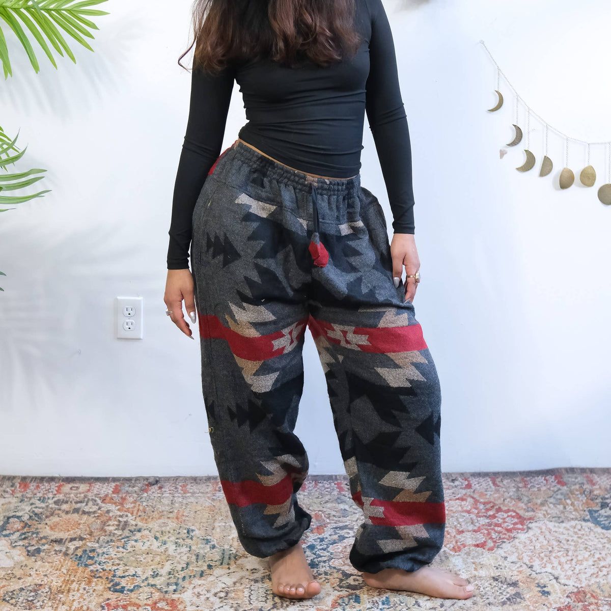 GB-L/XL-Handmade Unisex Plaid Wool Blend Pants with Pockets