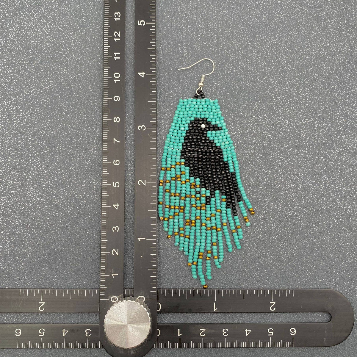 Boho Crow Pattern Seed Bead Fringe Earrings - BJ/SB