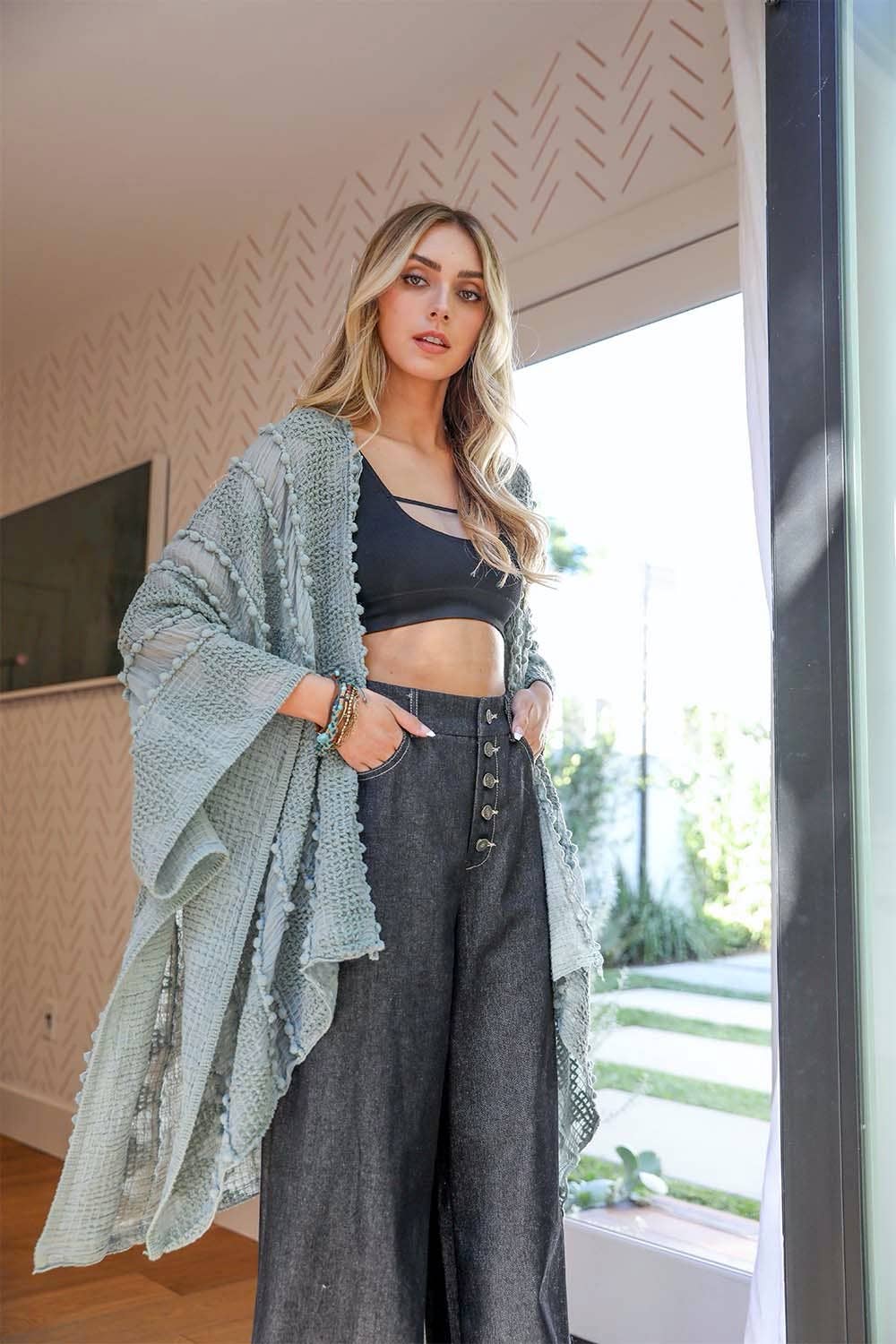 - Boho Zig Zag Pattern Kimono ✨Cream