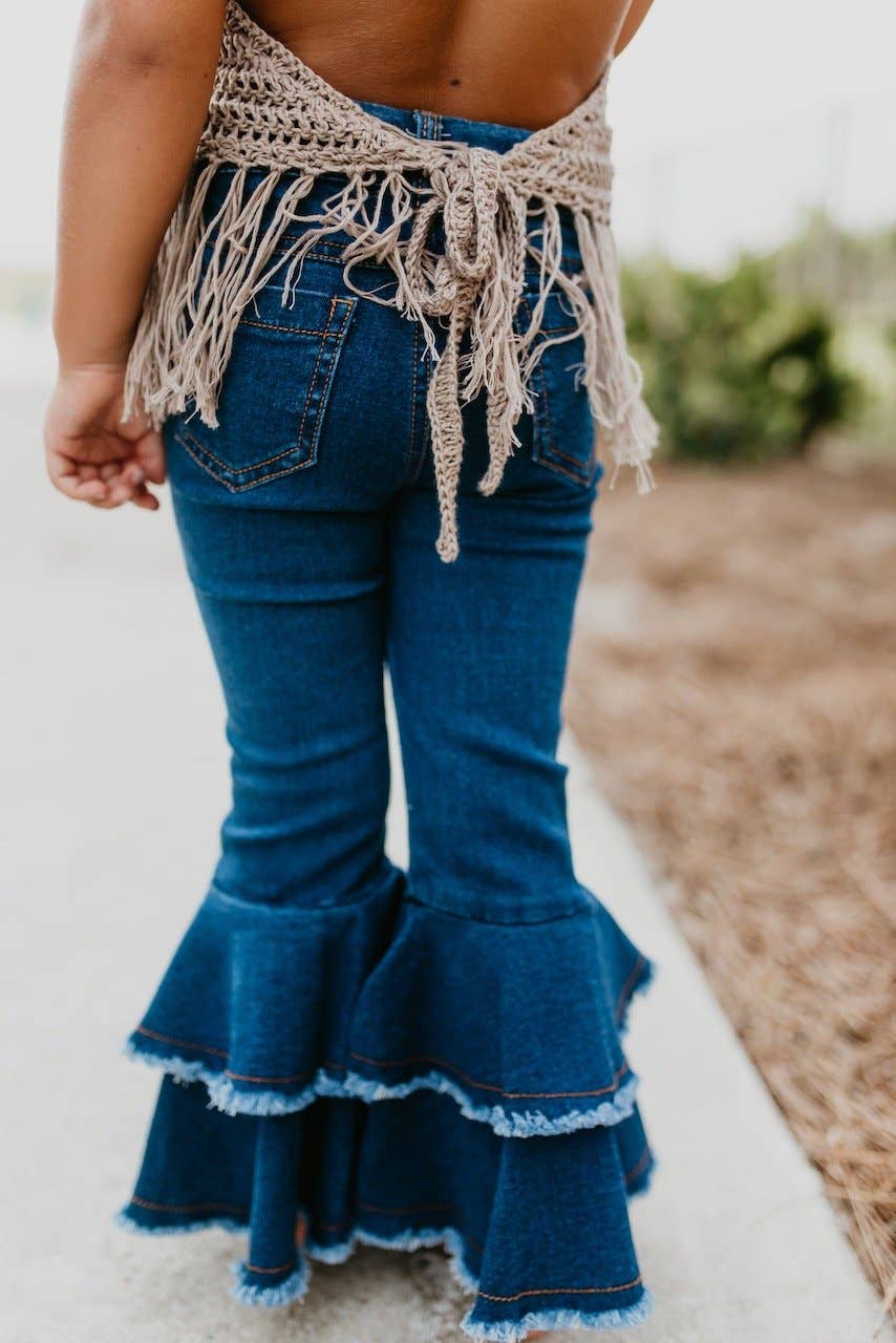 Kids Denim Double Ruffle Jeans Pant