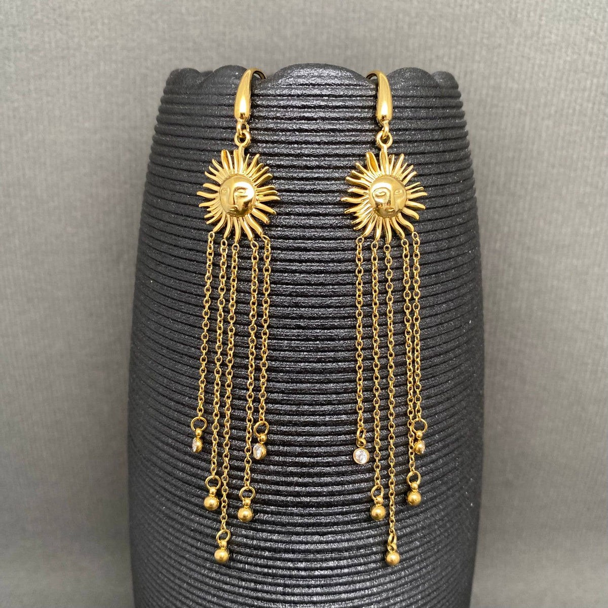 Chain Tassel Sun 18K Gold Plated S.Steel Earrings - FGS/MS