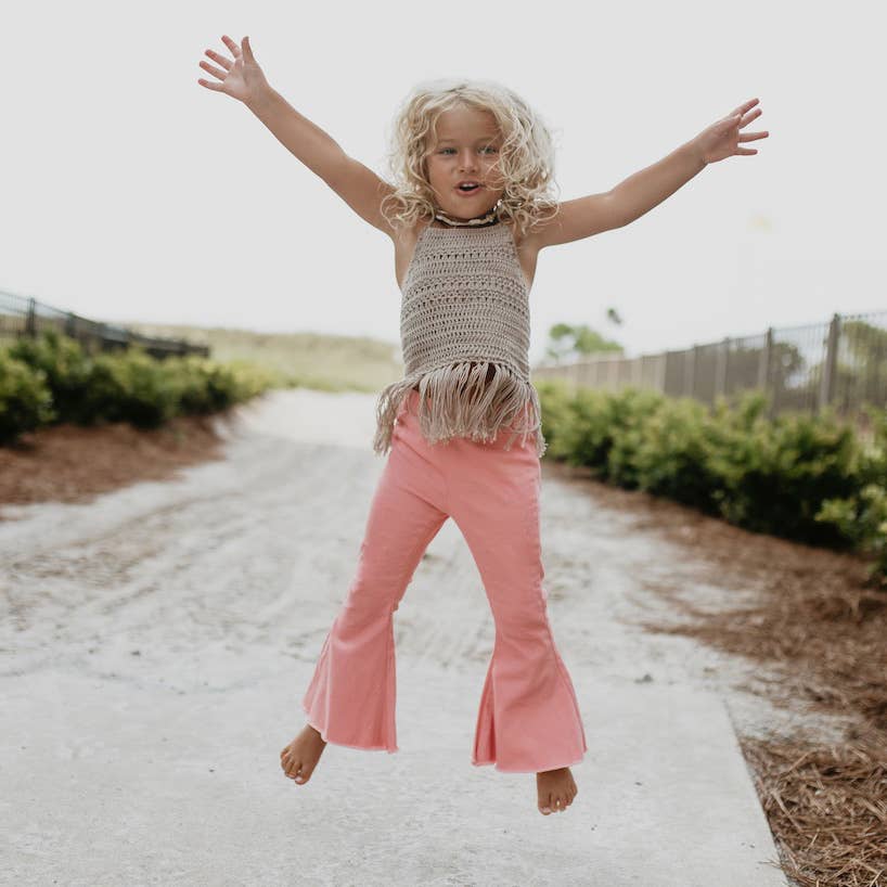 Kids Pink Denim Jean Flare Pants