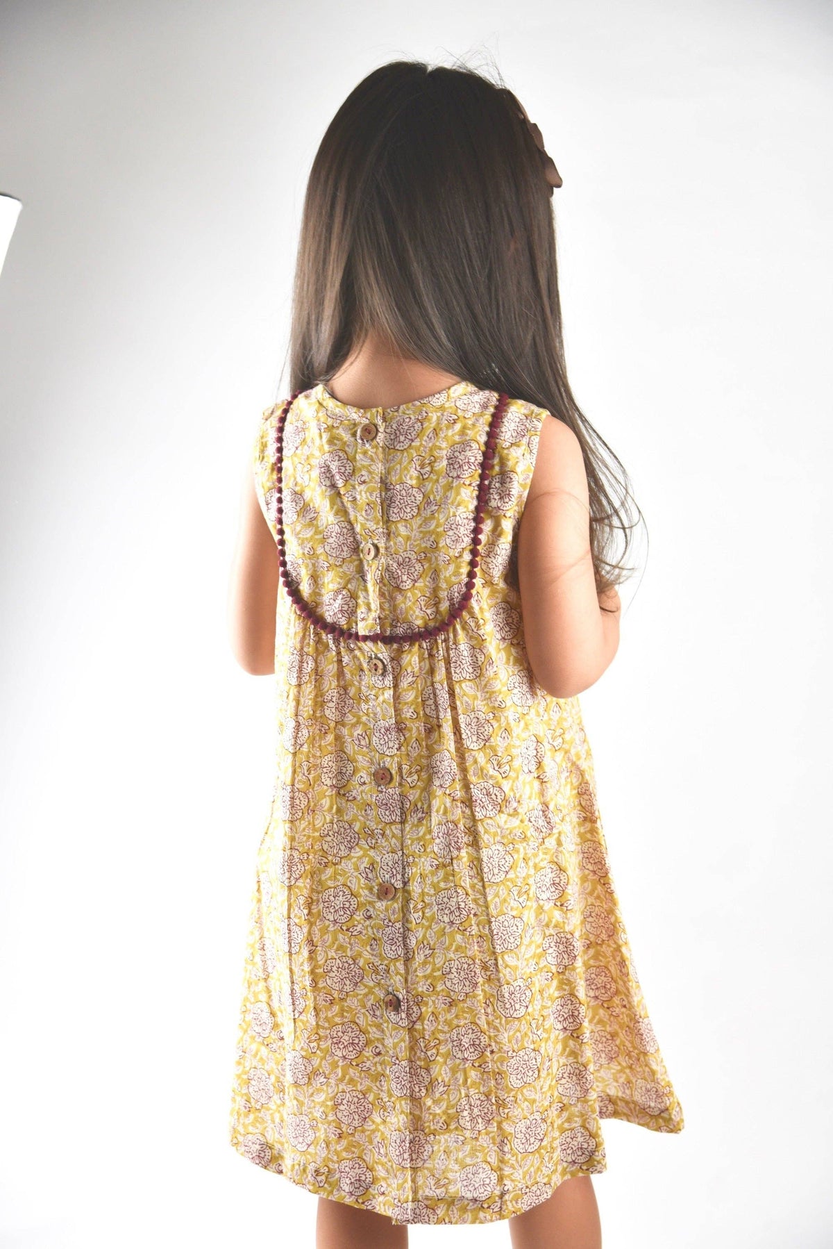 Yellow Floral Pom-Pom Lace Detail Shift Dress : Toddler : Tween : Kids