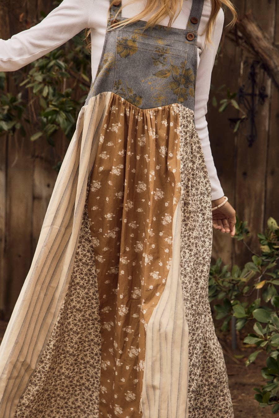 Plus Mixed Floral Print Overall Maxi Dress