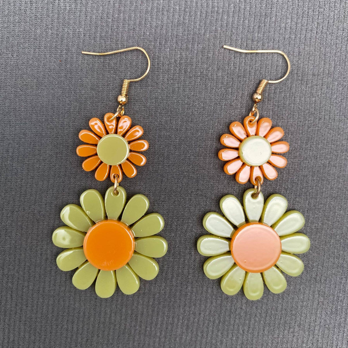 Acrylic Sunflower Dangle Earrings - YK