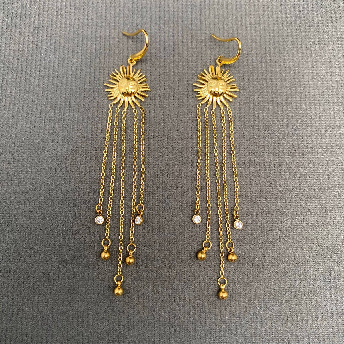 Chain Tassel Sun 18K Gold Plated S.Steel Earrings - FGS/MS