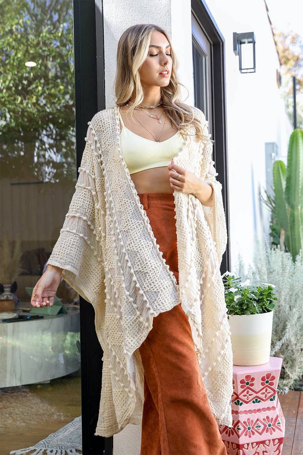 - Boho Zig Zag Pattern Kimono ✨Cream