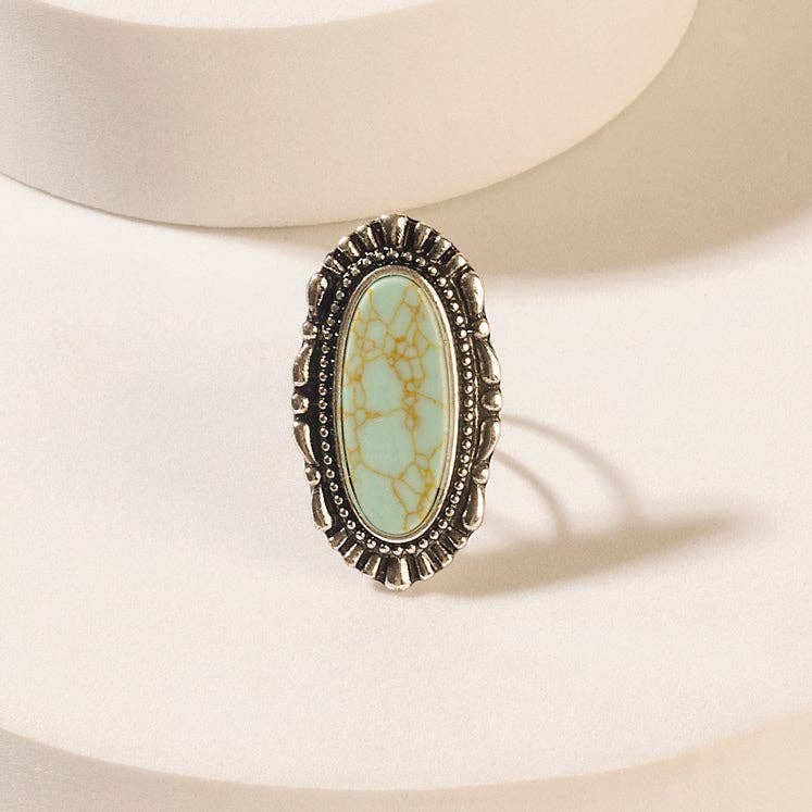 Spirit Halo Turquoise Stone Ring in Vintage Teal