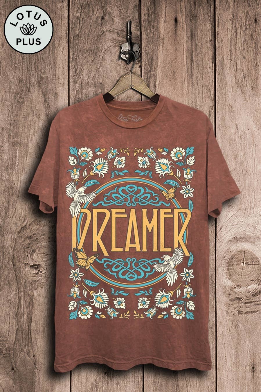 2XL- Dreamer Graphic Top: Stone Gray Mineral Wash / 2XL