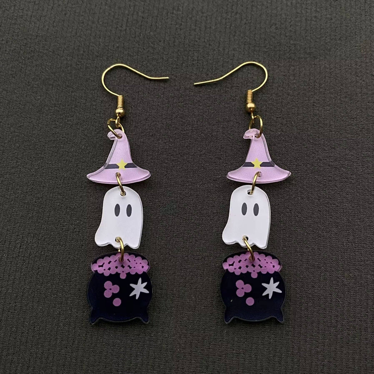 Halloween Acrylic Magic Potion Jar & Ghost Dangle Earrings