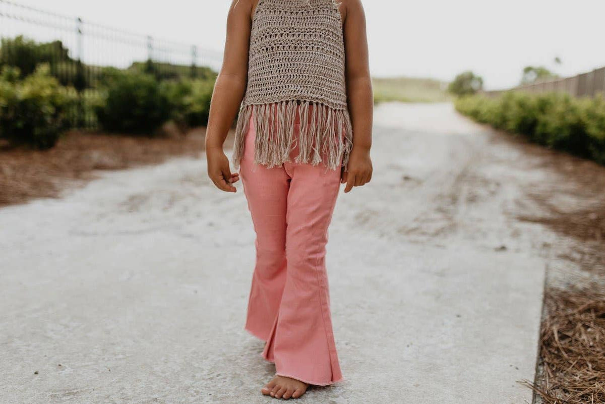Kids Pink Denim Jean Flare Pants
