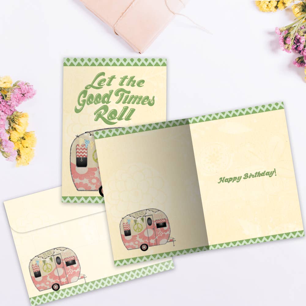 - Hippie Camper Birthday Greeting Cards |