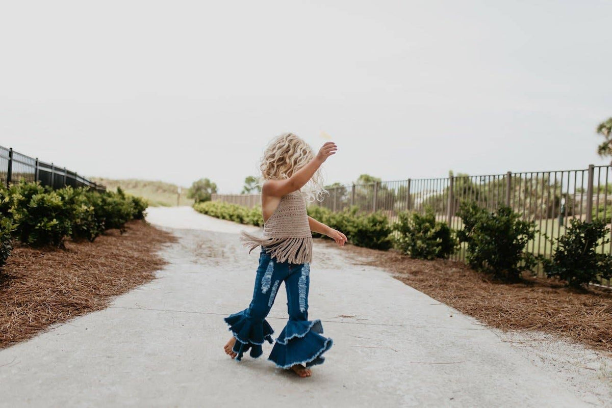 Kids Denim Double Ruffle Jeans Pant