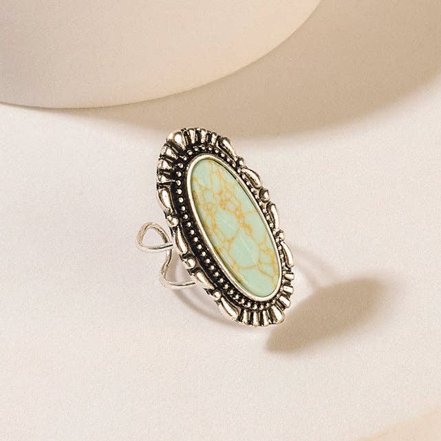 Spirit Halo Turquoise Stone Ring in Vintage Teal