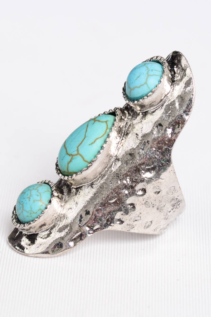 Turquoise Waterfall Stone Ring – Unique, Bold, Boho Style 💙