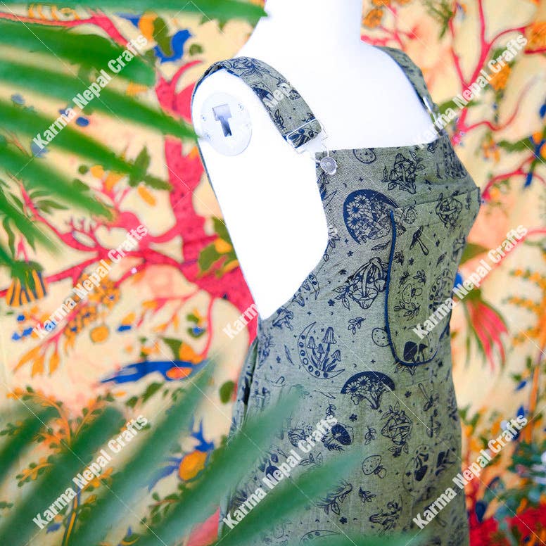 GREEN/PS-Karma Nepal Crafts - Magical Celestial/Mushroom Wide Leg Jumpsuit