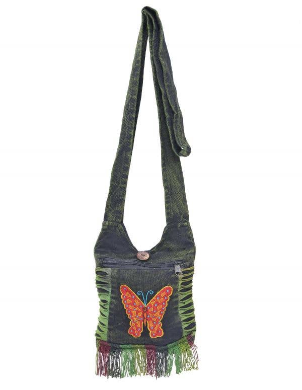 Butterfly Embroidered Hippie Boho Crossbody Mini Hobo Bag