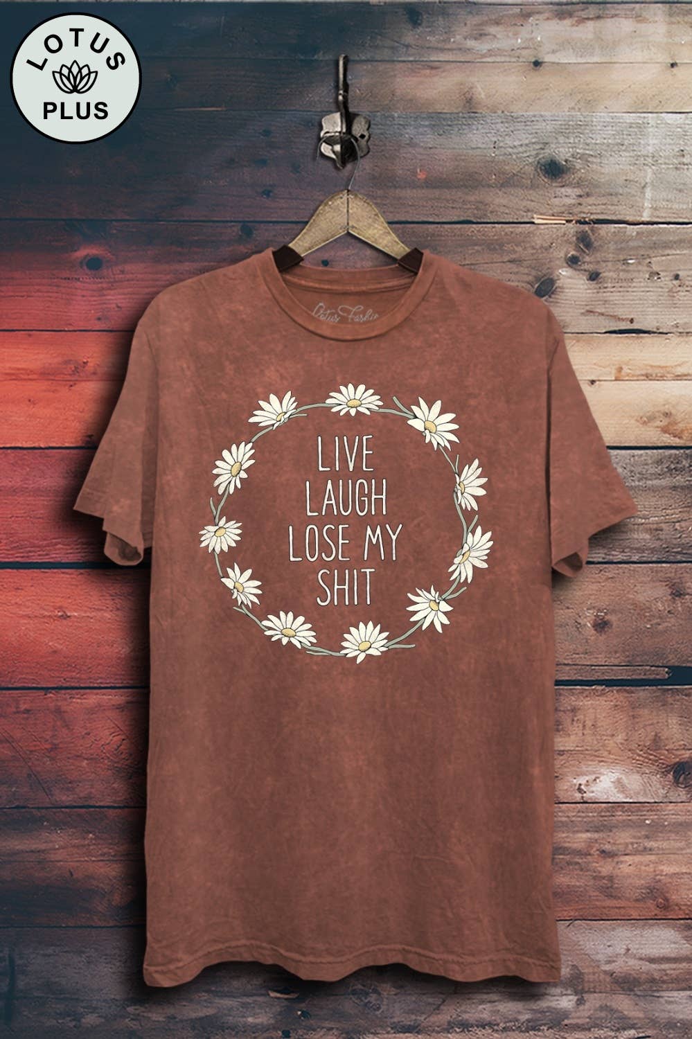3XL - Live Laugh Lose My Shit Graphic Top: Mocha Mineral Wash / 3XL