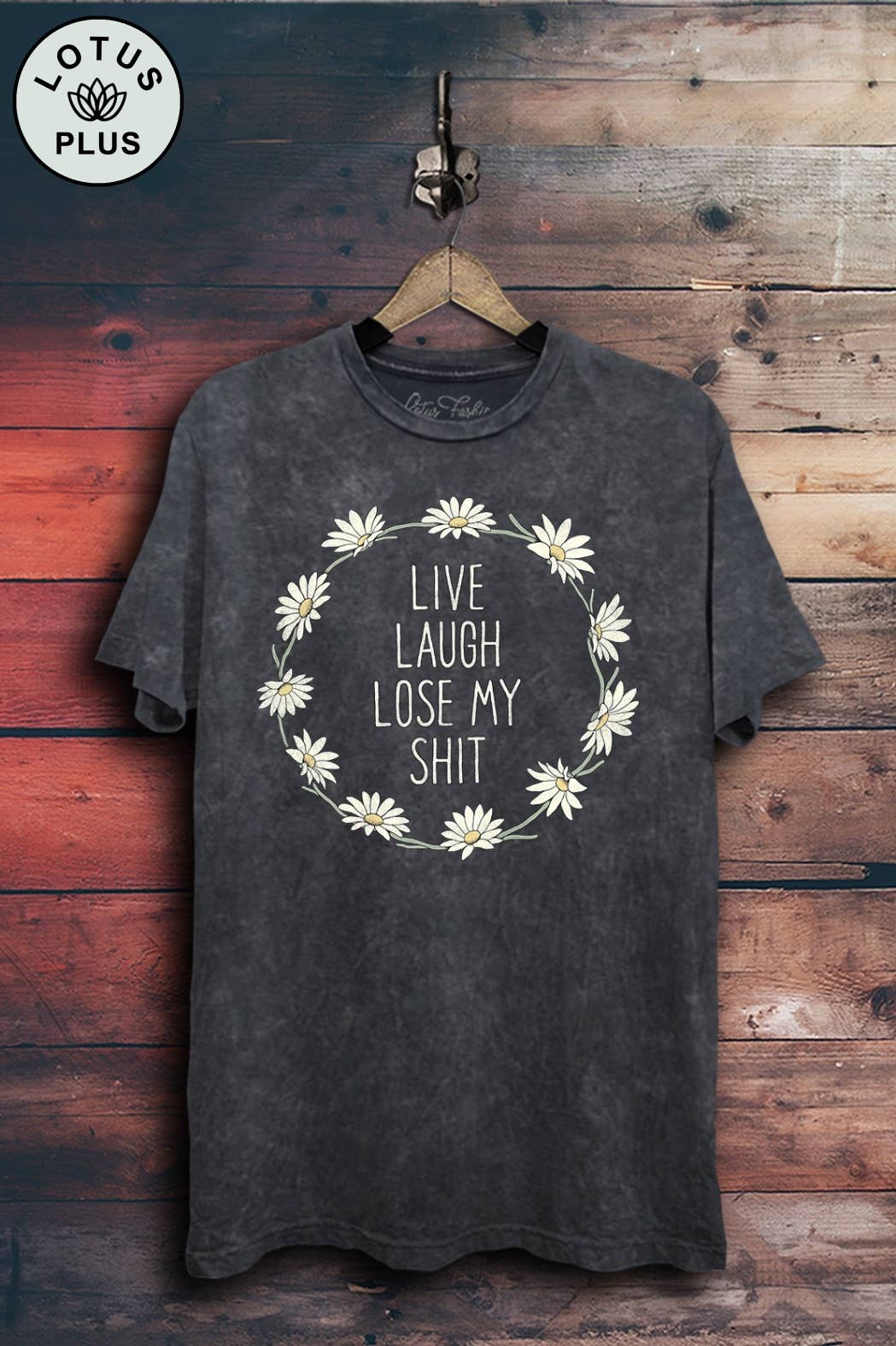 3XL - Live Laugh Lose My Shit Graphic Top: Mocha Mineral Wash / 3XL