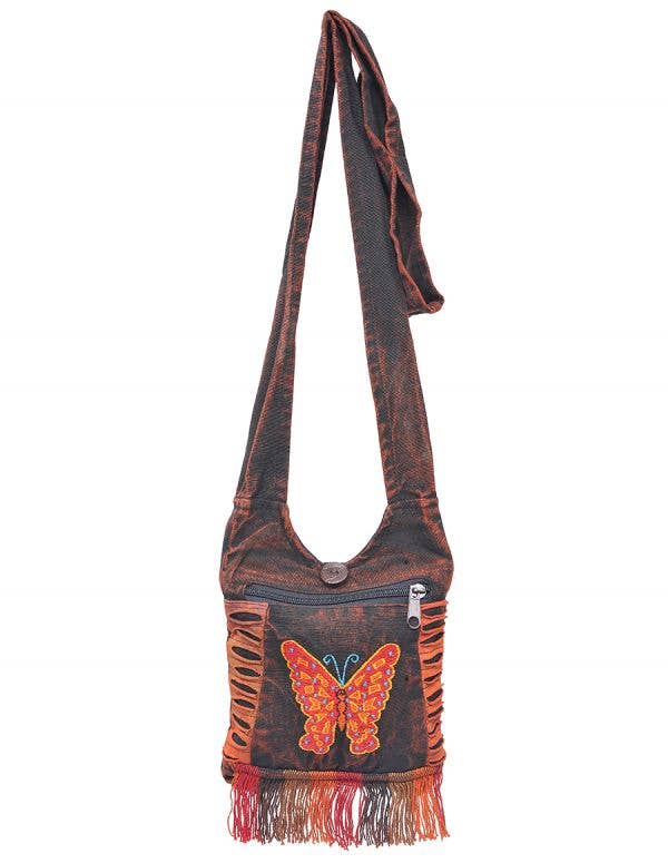 Butterfly Embroidered Hippie Boho Crossbody Mini Hobo Bag