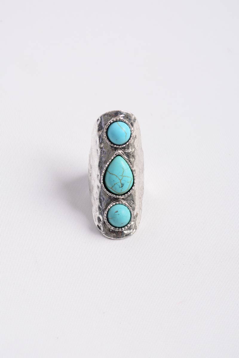 Turquoise Waterfall Stone Ring – Unique, Bold, Boho Style 💙